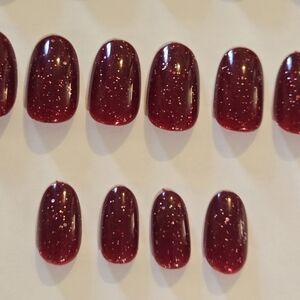 Dark Red Glitter Press-On Nails